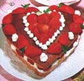 Een hart met aardbeien